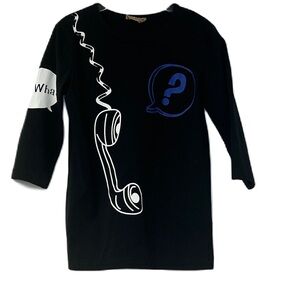So what girls sz 6 black graphic casual 3/4 sleeve tee fun comfy play streetwear